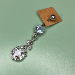 Elegant Dangling Crystal Floral Drop Stainless Steel Belly Button Ring